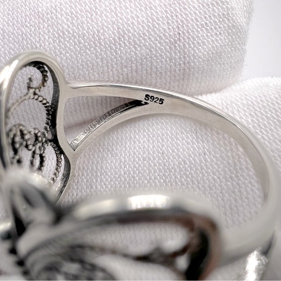 .925 Sterling Silver Filigree Butterfly Ring - Picture 16 of 16